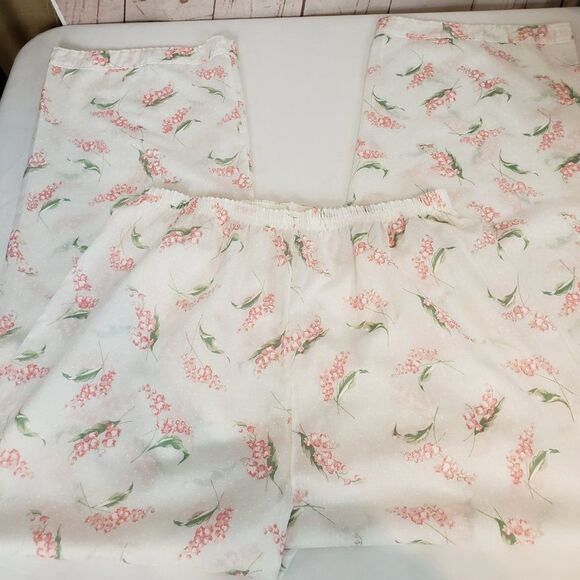 CUTE Vintage JC Penny White Lace Pink Floral Pajamas womens size M/L - Picture 7 of 12